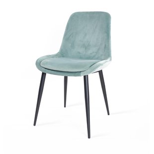 Nora-Liz eetkamerstoel wit met zeegrijs zitkussen - zwart onderstel