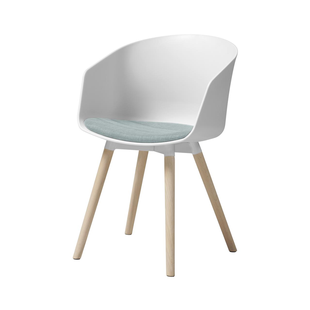 Mona fauteuil teddystof wit - met walnoot kleur poten