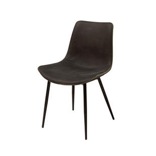 Maymont eikenhouten eetkamerstoel donkerbruin - met beige stoffen zitting en armleuningen