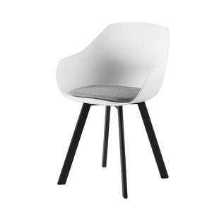 Nola-Fé draaibare eetkamerstoel rib beige - zwart onderstel