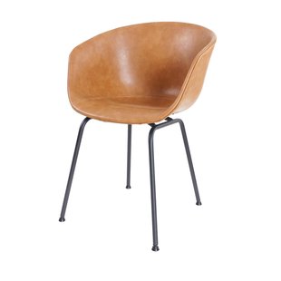 Nola-Liz draaibare eetkamerstoel wit met warm oker zitkussen - zwart onderstel