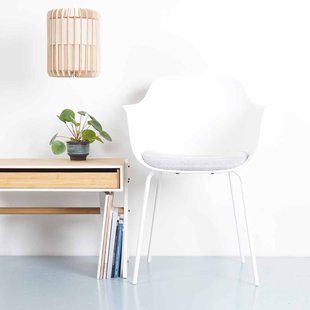 Nena-Liz eetkamerstoel wit met mosgroen zitkussen - zwart houten onderstel