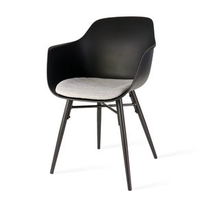 Nola-Liv draaibare eetkamerstoel zwart met mosgroen zitkussen - wit onderstel