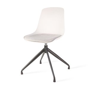 Nora-Liv eetkamerstoel wit met mosgroen zitkussen - wit onderstel