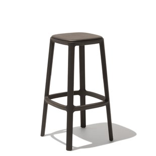 Nino-Liz barkruk wit met mosgroen zitkussen - beige onderstel - 65 cm