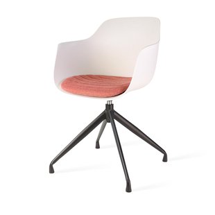 Niva-Mae draaibare tulp eetkamerstoel bruin blend - mat zwart onderstel