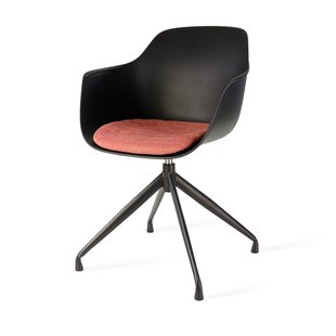 Niva-Eef draaibare tulp eetkamerstoel bruin blend - mat zwart onderstel