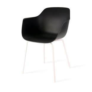 Niva-Eef draaibare tulp barkruk bouclé beige - verstelbaar - mat zwart onderstel