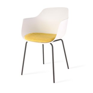 Niva-Fé draaibare tulp barkruk rib beige - verstelbaar - mat zwart onderstel