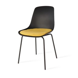 Niva-Liz draaibare tulp barkruk zwart met naturelbeige zitkussen - verstelbaar - mat zwart onderstel