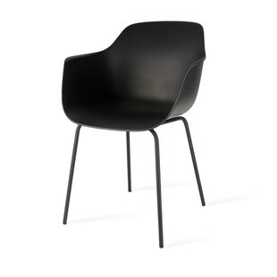 Niva-Liv draaibare tulp barkruk zwart met nougatbruin zitkussen - verstelbaar - mat zwart onderstel