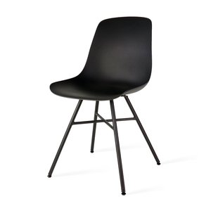 Niva-Pip draaibare tulp eetkamerstoel zwart - mat zwart onderstel