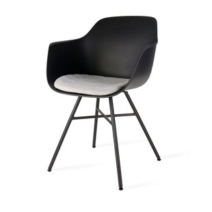 Niva-Fé draaibare tulp eetkamerstoel bouclé beige - mat zwart onderstel