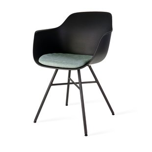 Niva-Eef draaibare tulp eetkamerstoel beige gemêleerd - mat zwart onderstel