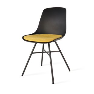 Niva-Liz draaibare tulp eetkamerstoel zwart met naturelbeige zitkussen - mat zwart onderstel