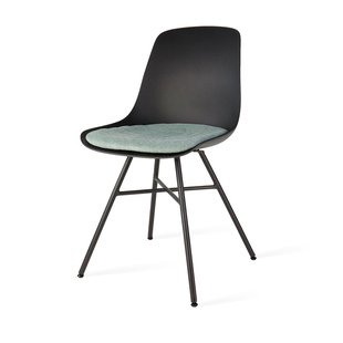 Niva-Liz draaibare tulp eetkamerstoel zwart met nougatbruin zitkussen - mat zwart onderstel