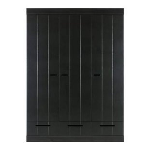 Woood Connect Kledingkast H 195 x B 140 x D 53 cm - Lades, Planken en Roede - Zwart