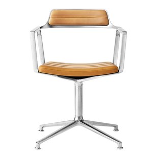 Vipp 452 Stoel Sand Leder / Gepolijst Aluminium