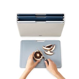 Joseph Joseph Folio Snijplankset - Set van 4 - Zilver / Blauwtinten