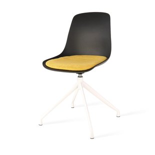 Noor-Isa draaibare eetkamerstoel grijs blend - houten onderstel