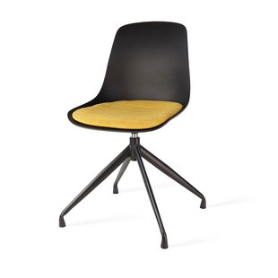 Niva-Isa draaibare tulp eetkamerstoel grijs blend - mat zwart onderstel