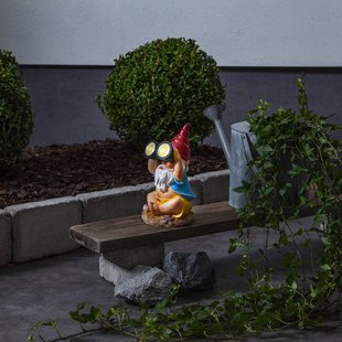 STAR TRADING Gnomy LED lamp op zonne-energie, kleurrijk, kunststof, 22 cm, verrekijker