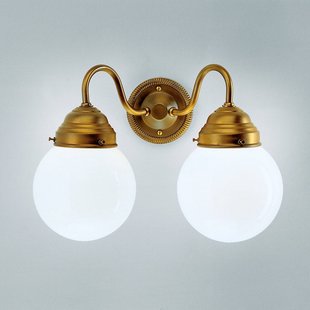 Berliner Messinglampen Wandlamp Larry II, messing, handgeblazen glas