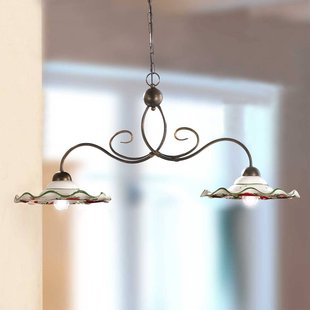 Ceramiche Hanglamp ROSOLACCI met keramieken kappen, 2-lichts