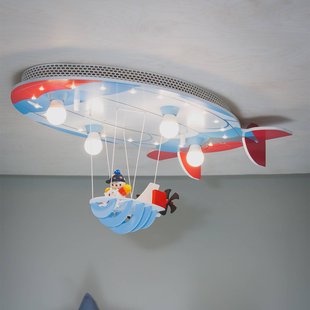 Elobra Plafondlamp luchtschip met Joe, blauw-rood-wit