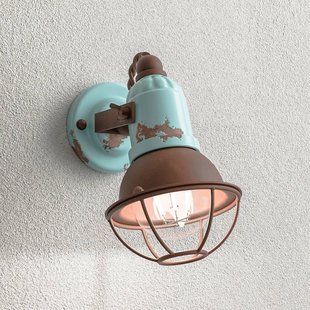 Ferroluce Wandlamp C1675/1, turquoise/roestbruin, keramiek, 18cm hoog, E14