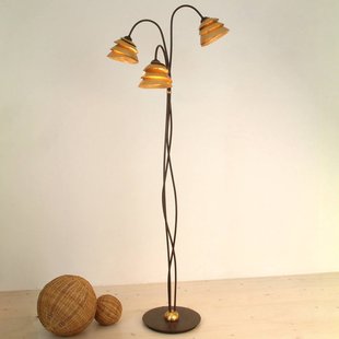 Holländer Indrukwekkende vloerlamp SNAIL 3-lichts bruin-goud