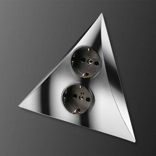Hera 2-voudige wandcontactdoos Luxor, mat chroom, kunststof, IP20 Hera 2-voudige wandcontactdoos Luxor, mat chroom, kunststof, IP20