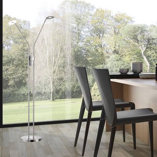 FISCHER & HONSEL LED vloerlamp Dent, CCT, 2-lamps, nikkel