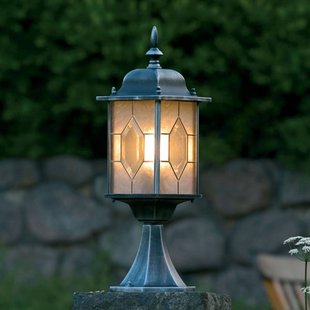 Konstsmide Fraaie buitensokkel MILANO in zwart en zilver