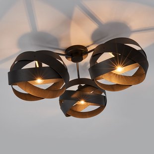 Euluna Plafondlamp Tornado zwart 3-lamps