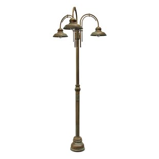 Moretti Luce Mastlamp Luca messing koper dubbele arm 3-lamps