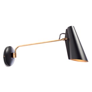 Northern Retro wandlamp Birdy in zwart/messing