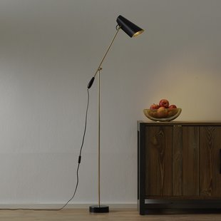 Northern Retro vloerlamp Birdy in zwart/messing