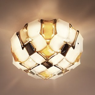 Slamp Mida plafondlamp, Ø 67 cm, amber/wit