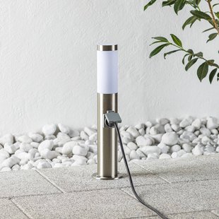 Brilliant Roestvrijstalen sokkellamp Chorus met stopcontact, 50 cm