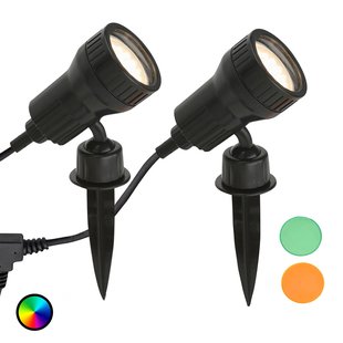 Briloner set van 2 - LED grondspies lamp Terra w. kleurfilters