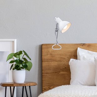 Briloner Fix klemlamp, metalen kap, wit