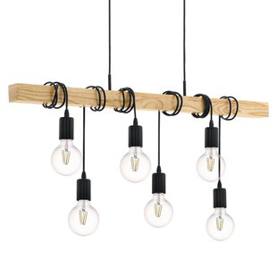 EGLO Hanglamp Townshend met hout 6-lamps
