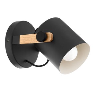 EGLO Wandlamp Hornwood met houtdetail, zwart