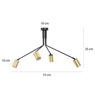 EMIBIG LIGHTING Plafondlamp Verno 4 Black in zwart en goud