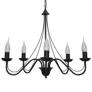 HELAM 5-lamps kroonluchter Malbo in zwart HELAM 5-lamps kroonluchter Malbo in zwart