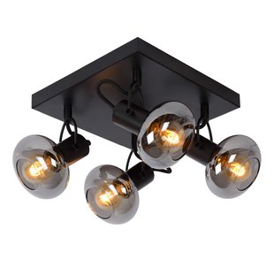 Lucide Madee plafondspot, zwart/rook, 4-lamps