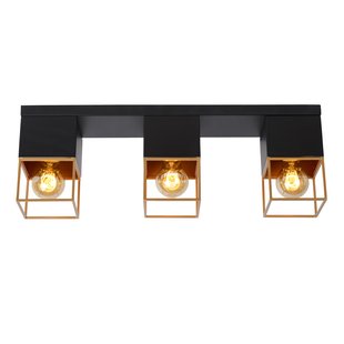 Lucide Plafondlamp Rixt zwart, hoekig, 3-lamps