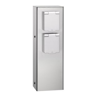 LCD Roestvrijstalen stopcontactzuil 019, 2-voudig, roestvrij staal