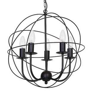 Luminex Kroonluchter Globe 5-lamps zwart